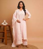 Light pink emroidered kurta pant set