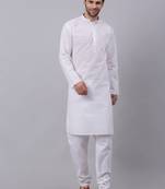 Men White Chikankari Cotton Kurta
