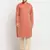 Peach silk blend woven kurta for men