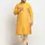 Yellow silk blend woven kurta for men