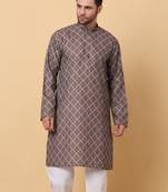 Mandarin Collor Ethnic Motif Blue Kurta