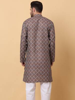 Mandarin Collor Ethnic Motif Blue Kurta 3
