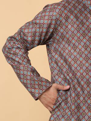 Mandarin Collor Ethnic Motif Blue Kurta 4