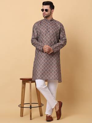 Mandarin Collor Ethnic Motif Blue Kurta 5