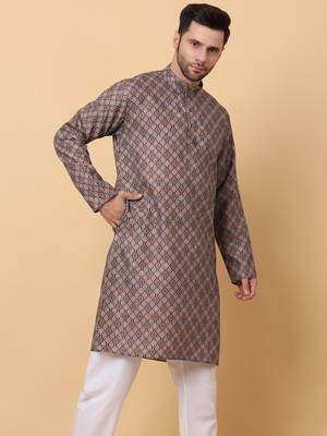 Mandarin Collor Ethnic Motif Blue Kurta 7