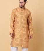 Mandarin Collor Ethnic Motif Yellow Kurta