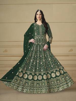 GREEN GEORGETTE EMBROIDERED ANARKALI SALWAR KAMEEZ 1