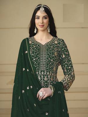 GREEN GEORGETTE EMBROIDERED ANARKALI SALWAR KAMEEZ 3