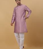 Pink jacquard printed kurta for men