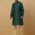 Dark Green jacquard printed kurta for men
