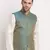 blue silk blend zari work nehru jacket