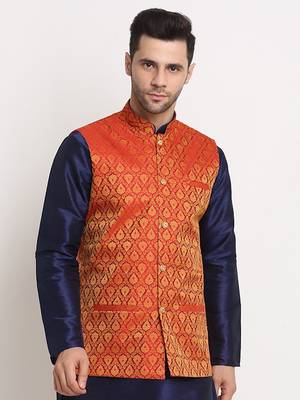 Men's Jacquard Woven Design Red Jacket Only 1