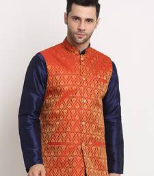 Men's Jacquard Woven Design Red Jacket Only
