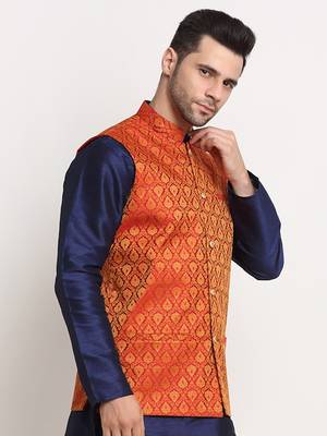 Men's Jacquard Woven Design Red Jacket Only 2