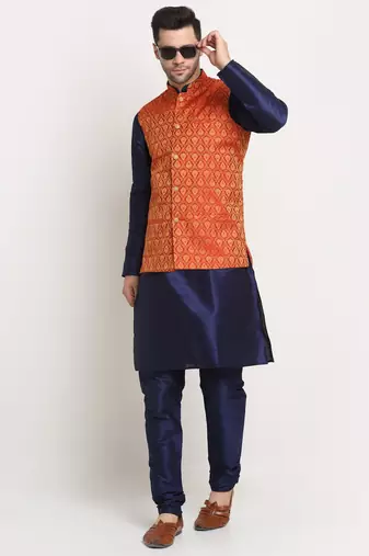 Men's Jacquard Woven Design Red Jacket Only