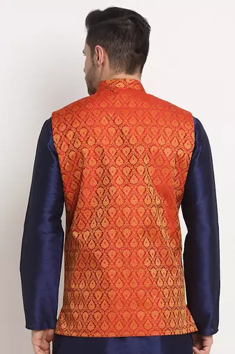 Men's Jacquard Woven Design Red Jacket Only