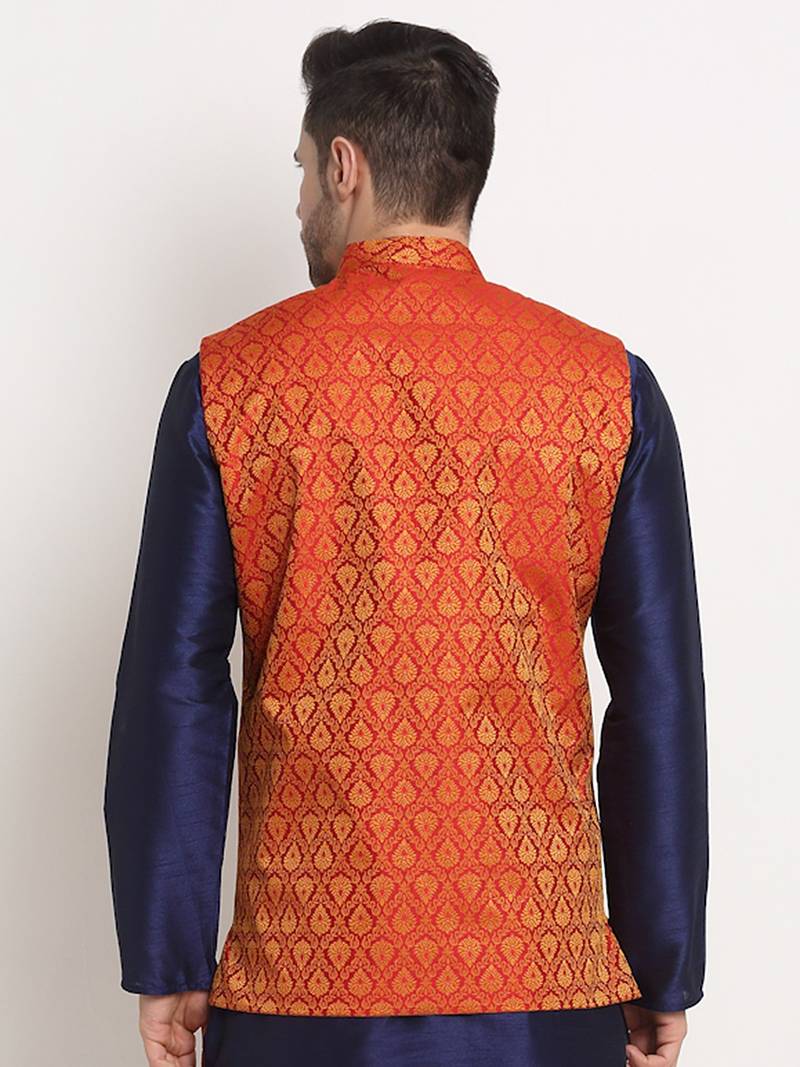 Men's Jacquard Woven Design Red Jacket Only