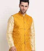 Men's Jacquard Woven Design Yellow Jacket Only