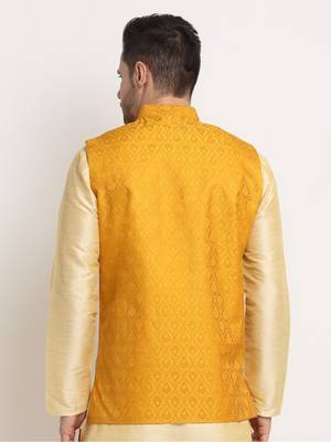 Men's Jacquard Woven Design Yellow Jacket Only 5