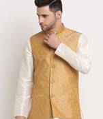 Men's Jacquard Woven Design Gold Jacket Only