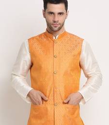 Men's Jacquard Woven Design Peach Jacket Only