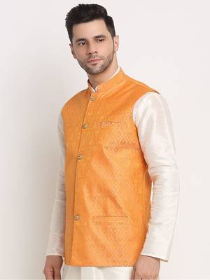 Men's Jacquard Woven Design Peach Jacket Only 2