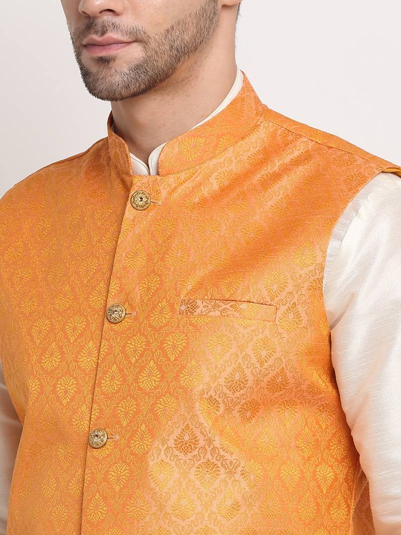 Men's Jacquard Woven Design Peach Jacket Only