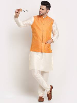Men's Jacquard Woven Design Peach Jacket Only 4