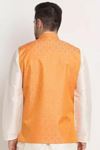 Men's Jacquard Woven Design Peach Jacket Only