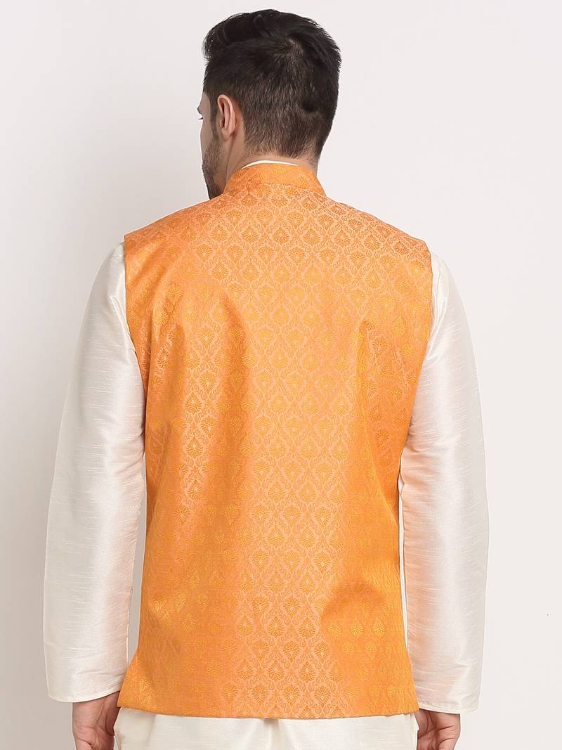 Men's Jacquard Woven Design Peach Jacket Only