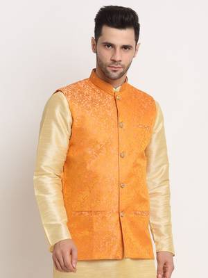 Men's Jacquard Woven Design Peach Jacket Only 1