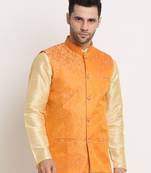 Men's Jacquard Woven Design Peach Jacket Only