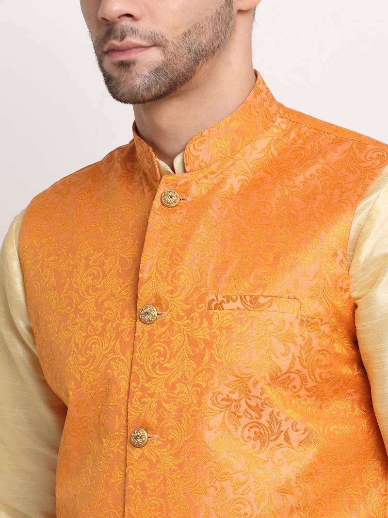 Men's Jacquard Woven Design Peach Jacket Only