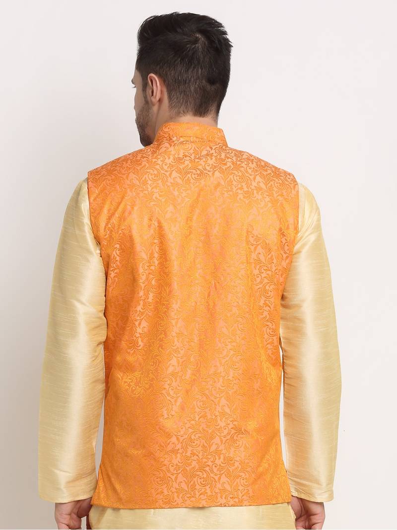 Men's Jacquard Woven Design Peach Jacket Only