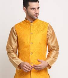 Men's Jacquard Woven Design Yellow Jacket Only
