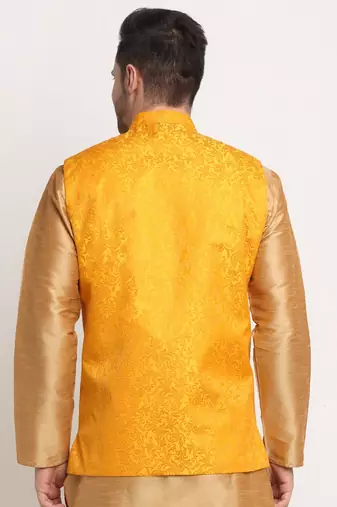 Men's Jacquard Woven Design Yellow Jacket Only