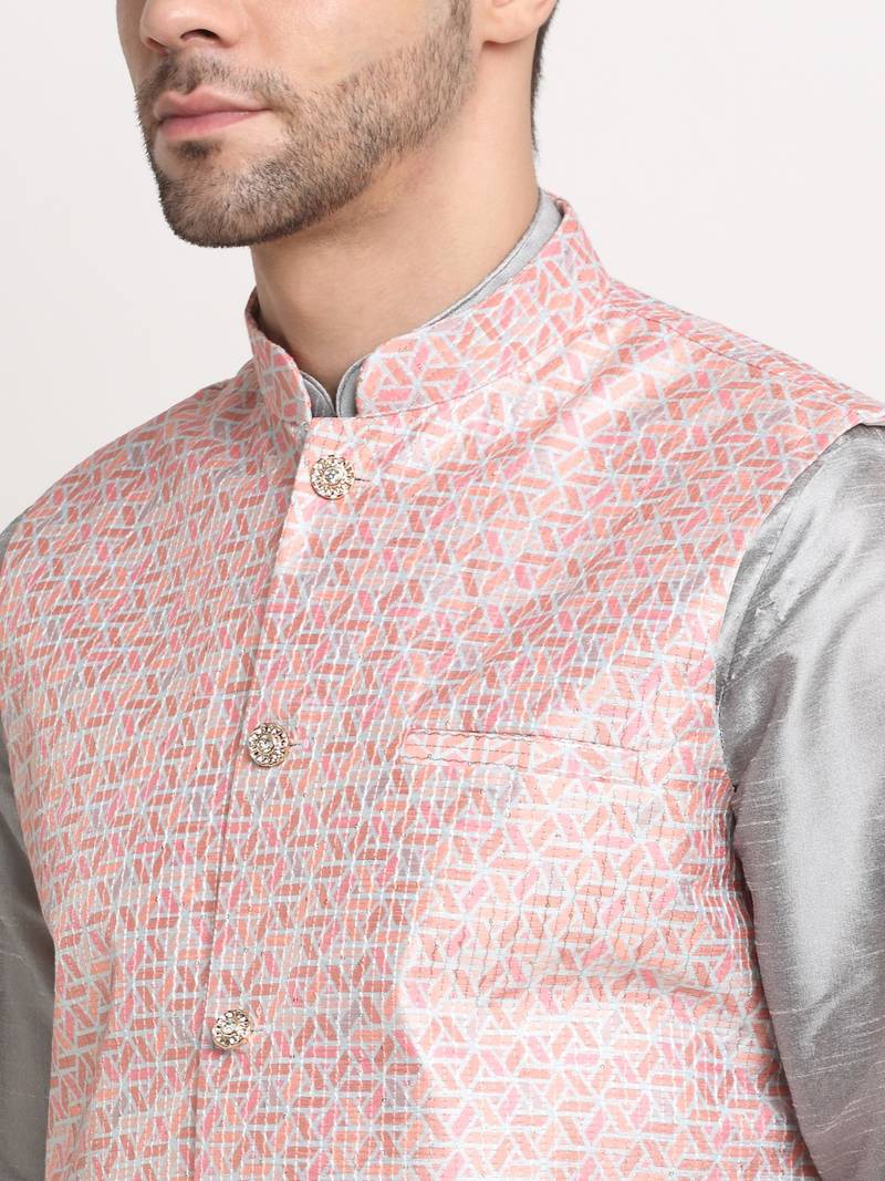 Men's Thread work sequence Pink Jacket Only