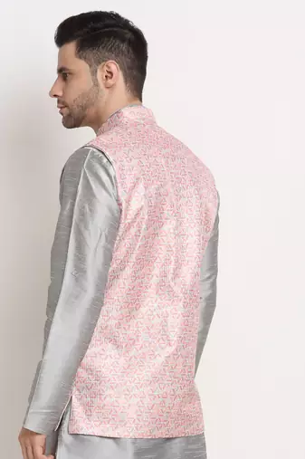 Men's Thread work sequence Pink Jacket Only