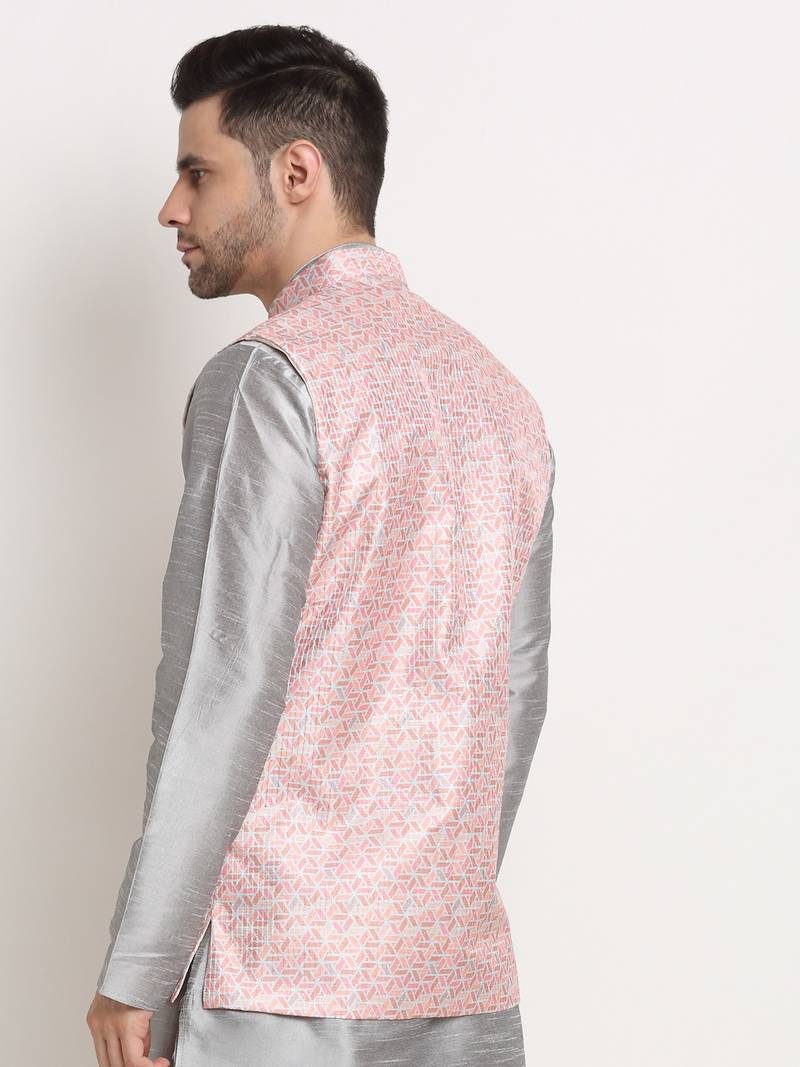 Men's Thread work sequence Pink Jacket Only