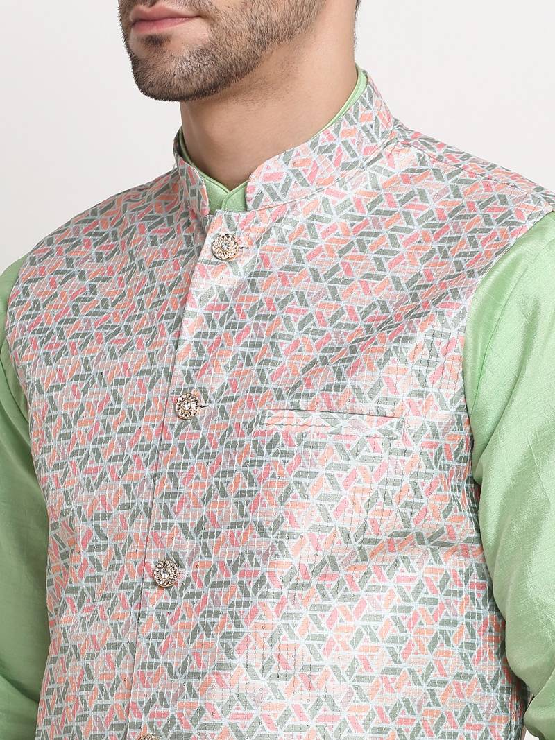 Men's Thread work sequence Green Jacket Only