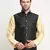 Men Silk Polka Printed Black Nehru Jacket Only