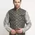 Men Silk Embroided Zari Black Nehru Jacket Only