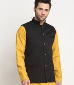 Men Twill Cotton Black Nehru Jacket Only