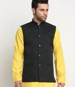 Men Twill Cotton Green Nehru Jacket Only