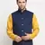 Men Twill Cotton Navy Blue Nehru Jacket Only