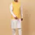 Men's Silk Striped Yellow Waistcoat, Satin Lining Nehru Jacket Only