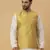 Men's Silk Blend Geometric Jacquard Yellow Nehru Jacket
