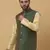 Men's Silk Blend Bandhani Jacquard Green Nehru Jacket