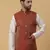 Men's Silk Blend Bandhani Jacquard Orange Nehru Jacket