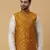 Men's Silk Blend Jacquard Gold Print Yellow Nehru Jacket